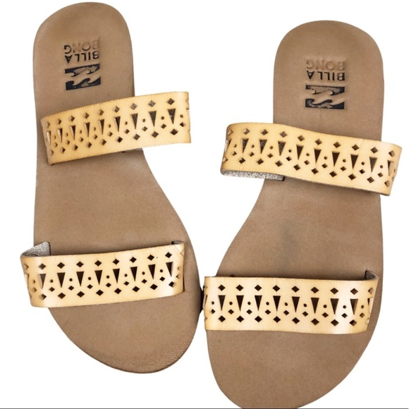 Billabong Women’s Tan Tribal Cut Out Double Strap Slip on Summer Sandals - Picture 3 of 8